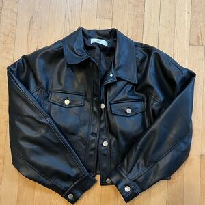 Mango cropped faux leather jacket